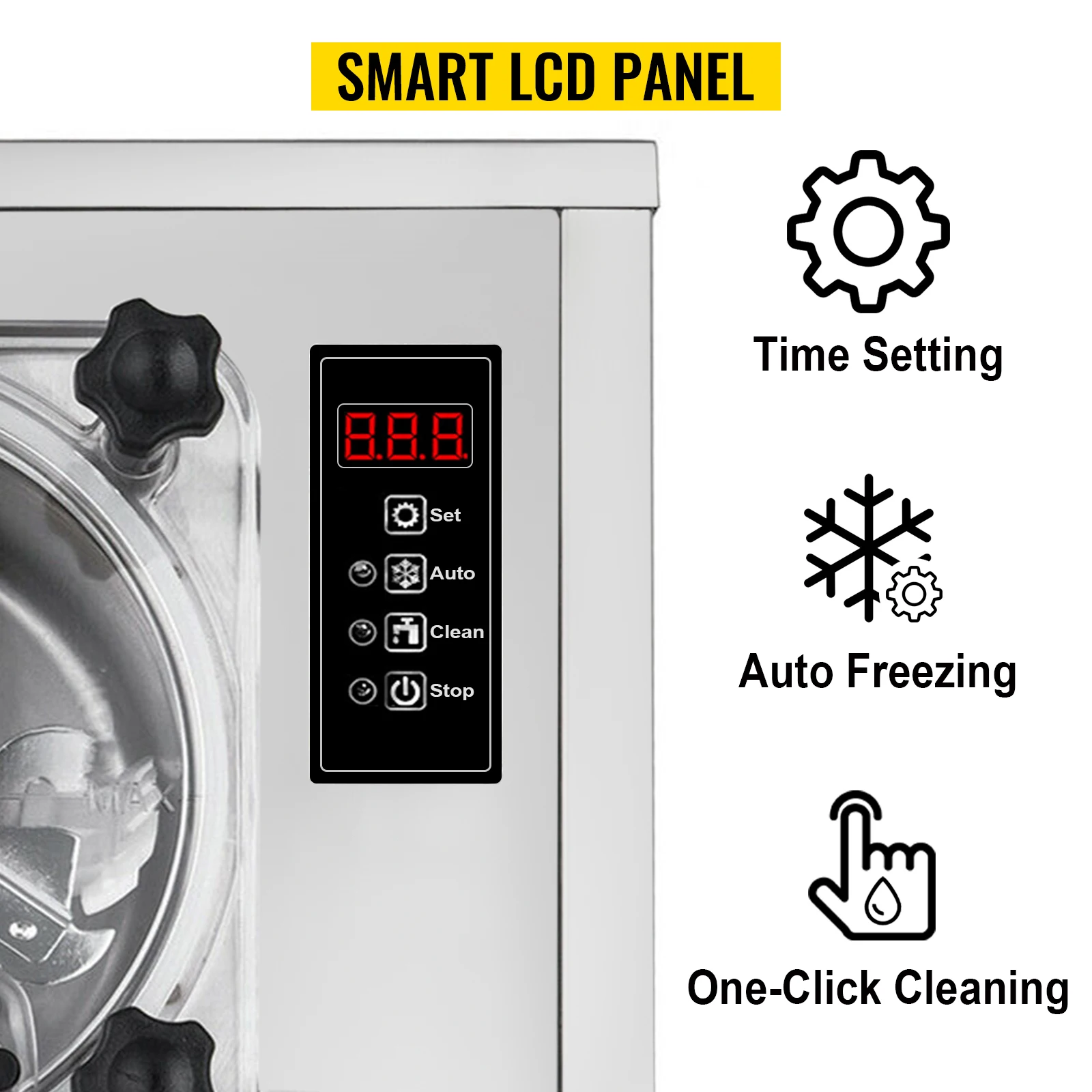 SIHAO Commercial Ice Cream Machine 1400W Hard Ice Cream Maker 16-20L/H Stainless Steel Frozen Dessert Equipment