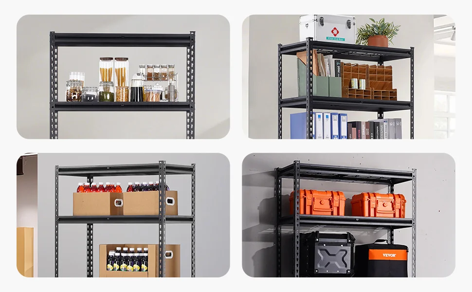 SucceBuy 5 Tier Metal Storage Shelves Height Adjustable Garage Shelving Racking Freestanding Shelf Unit for Industrial Warehouse