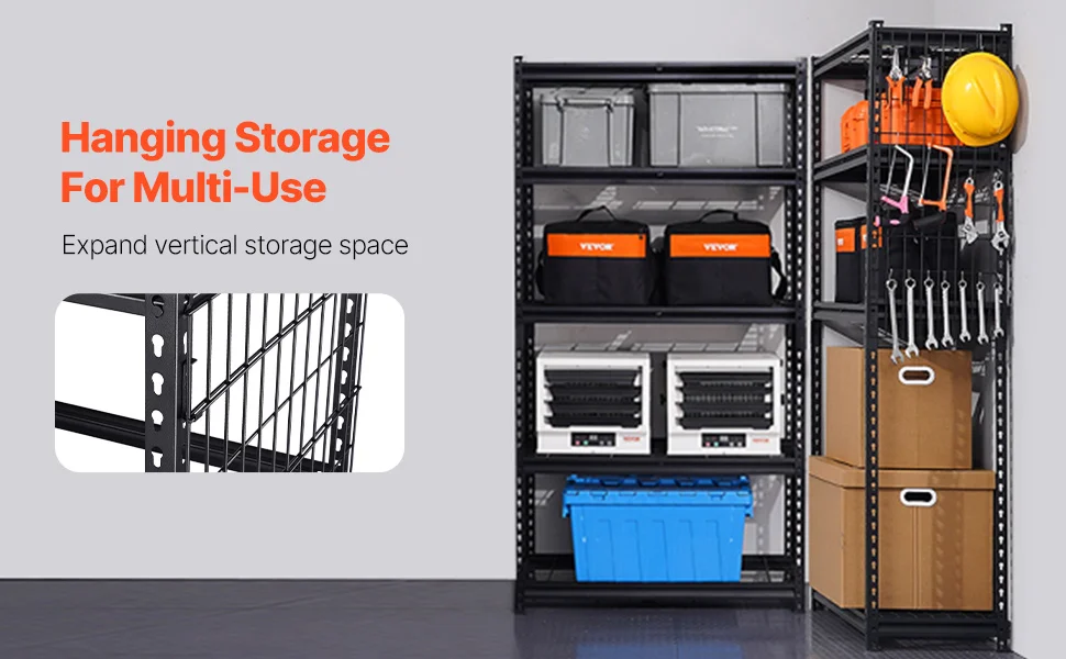 SucceBuy 5 Tier Metal Storage Shelves Height Adjustable Garage Shelving Racking Freestanding Shelf Unit for Industrial Warehouse