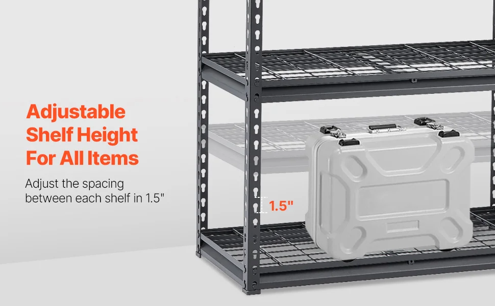 SucceBuy 5 Tier Metal Storage Shelves Height Adjustable Garage Shelving Racking Freestanding Shelf Unit for Industrial Warehouse