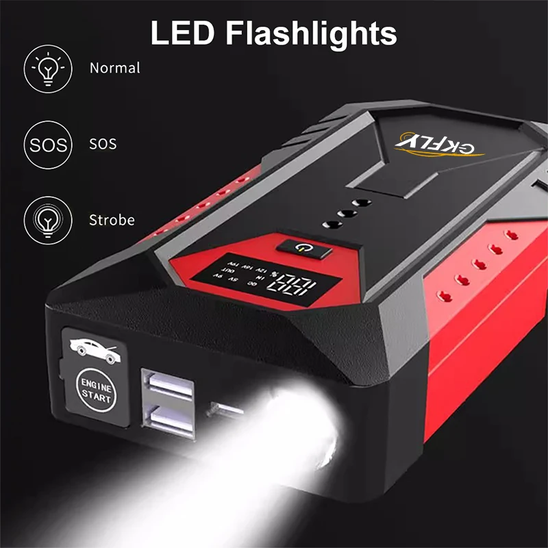GKFLY 2000A Portable Car Jump Starter Power Bank Car Booster Charger 12V Starting Device Petrol Diesel Car Emergency Booster