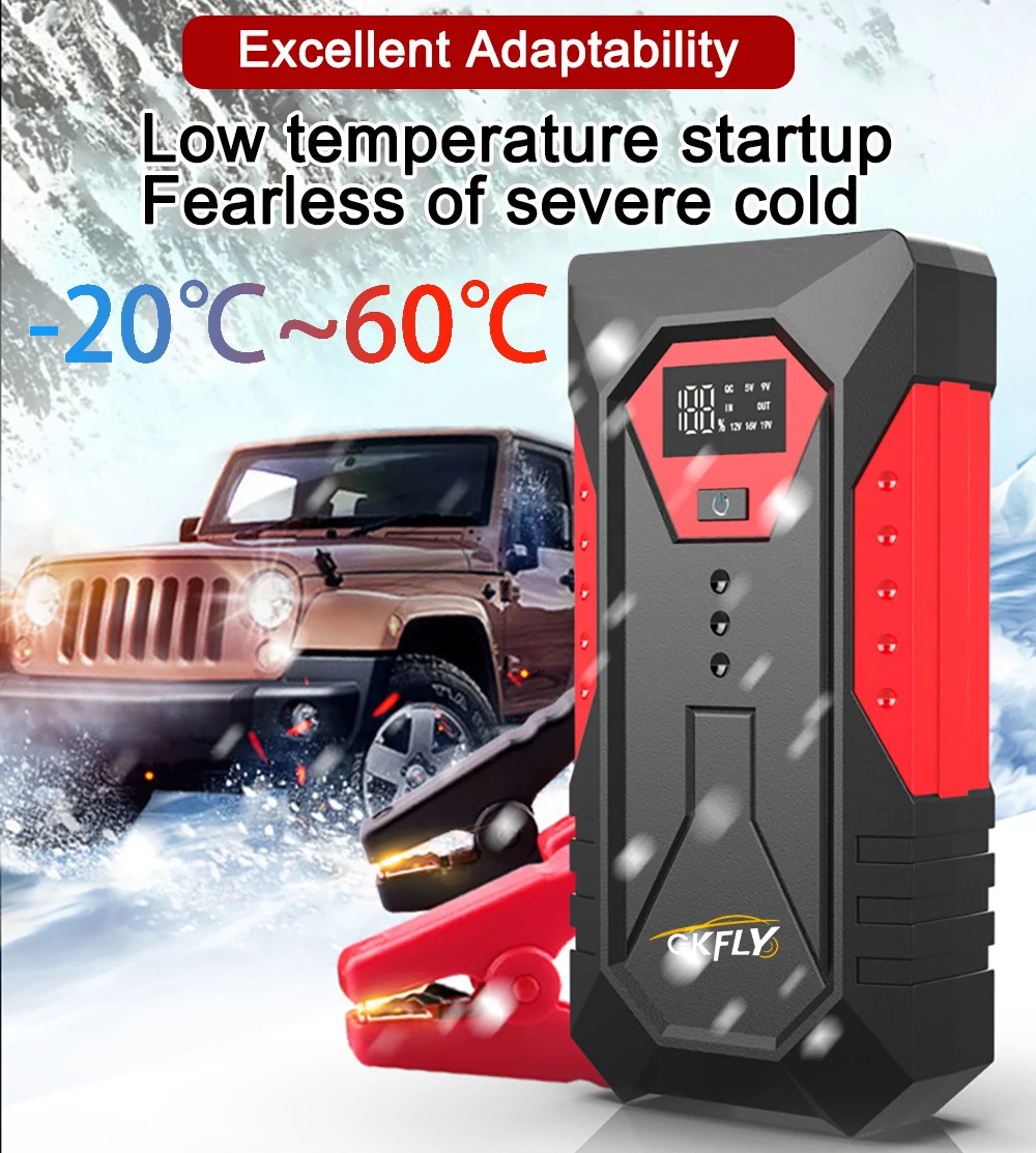 GKFLY 2000A Portable Car Jump Starter Power Bank Car Booster Charger 12V Starting Device Petrol Diesel Car Emergency Booster
