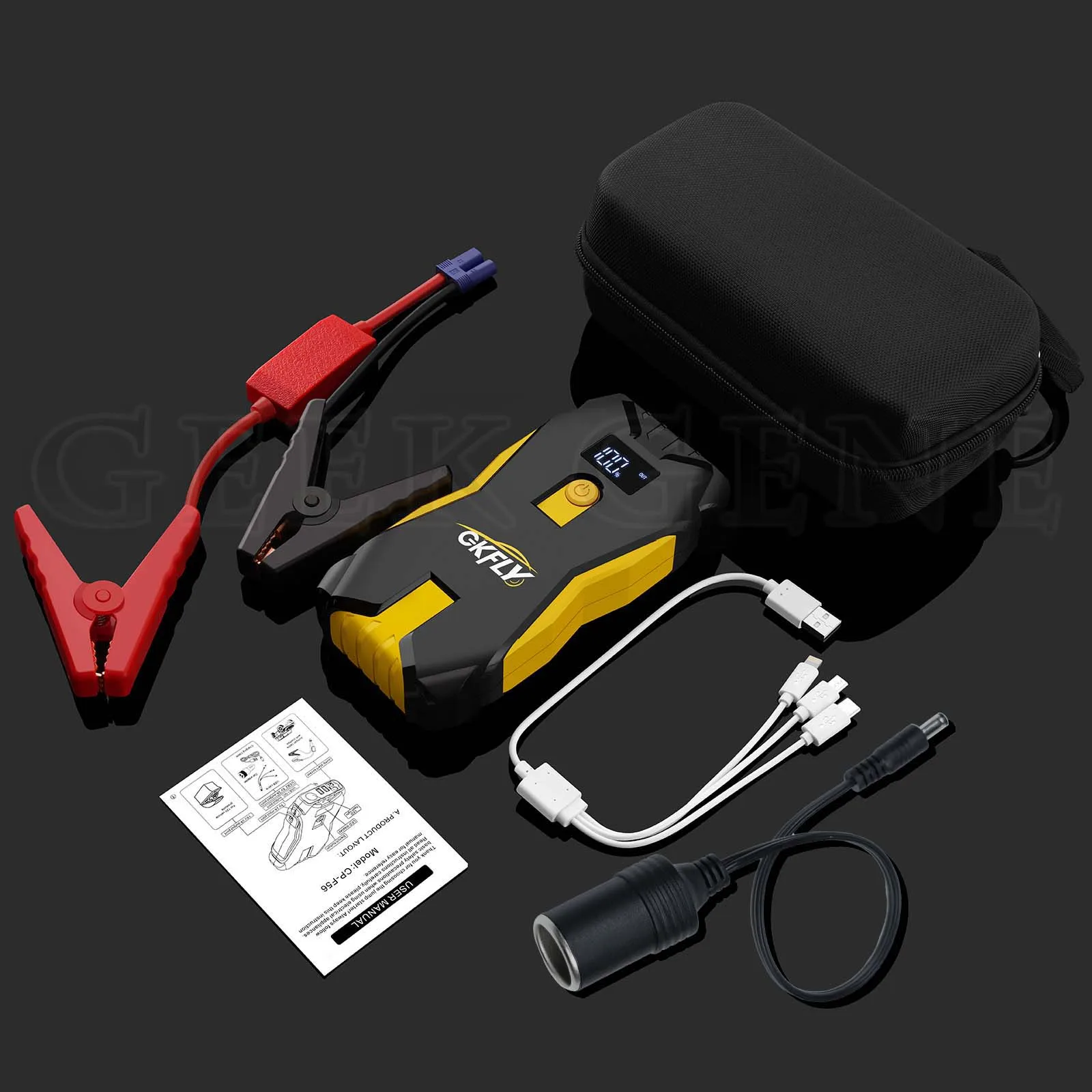 GKFLY 2000A Portable Car Jump Starter Power Bank Car Booster Charger 12V Starting Device Petrol Diesel Car Emergency Booster
