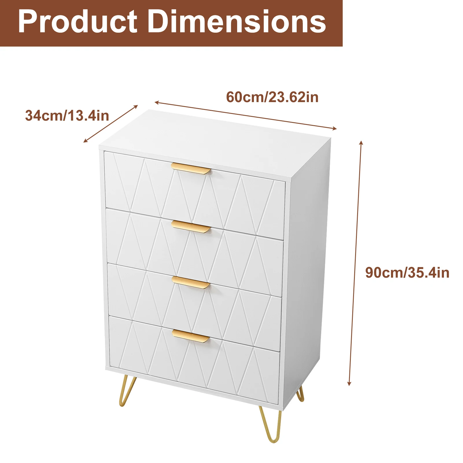 ROSAHQNDA 6-drawer chest of drawers, 4-drawer dresser, modern storage cabinet with metal legs, creative MDF storage cabinet