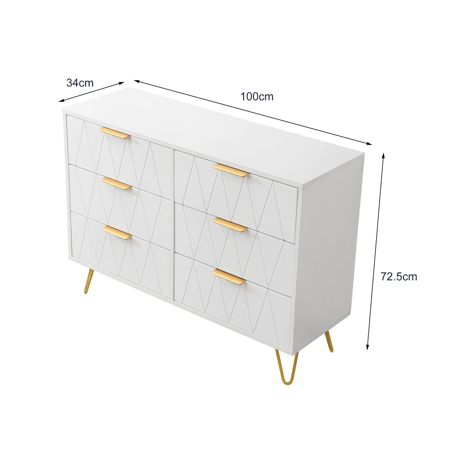 ROSAHQNDA 6-drawer chest of drawers, 4-drawer dresser, modern storage cabinet with metal legs, creative MDF storage cabinet
