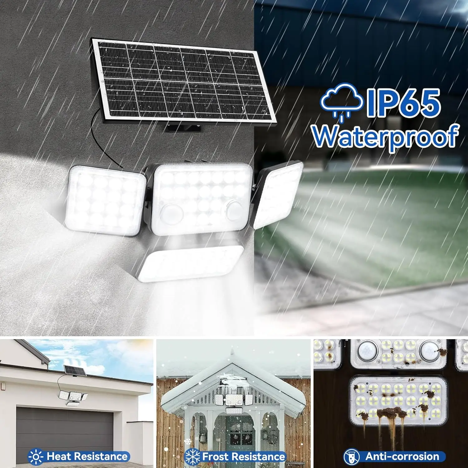 Solar LED Floodlight 5000mah Battery Dual Sensor Head