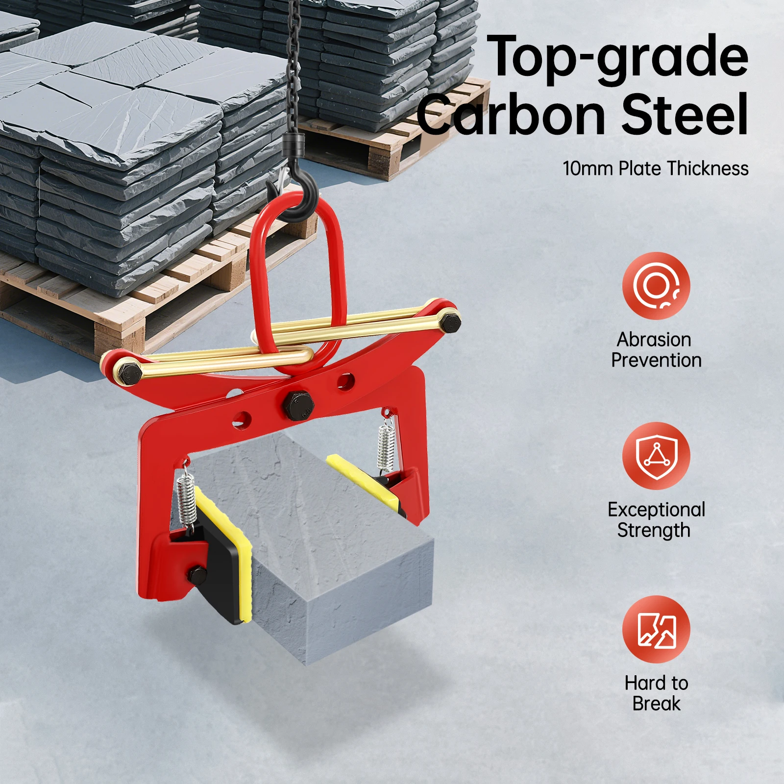 330kg Stone Clamp Lifting Pliers Stone Plier Curb Pallet Puller 10-24cm Opening for Construction, Factories