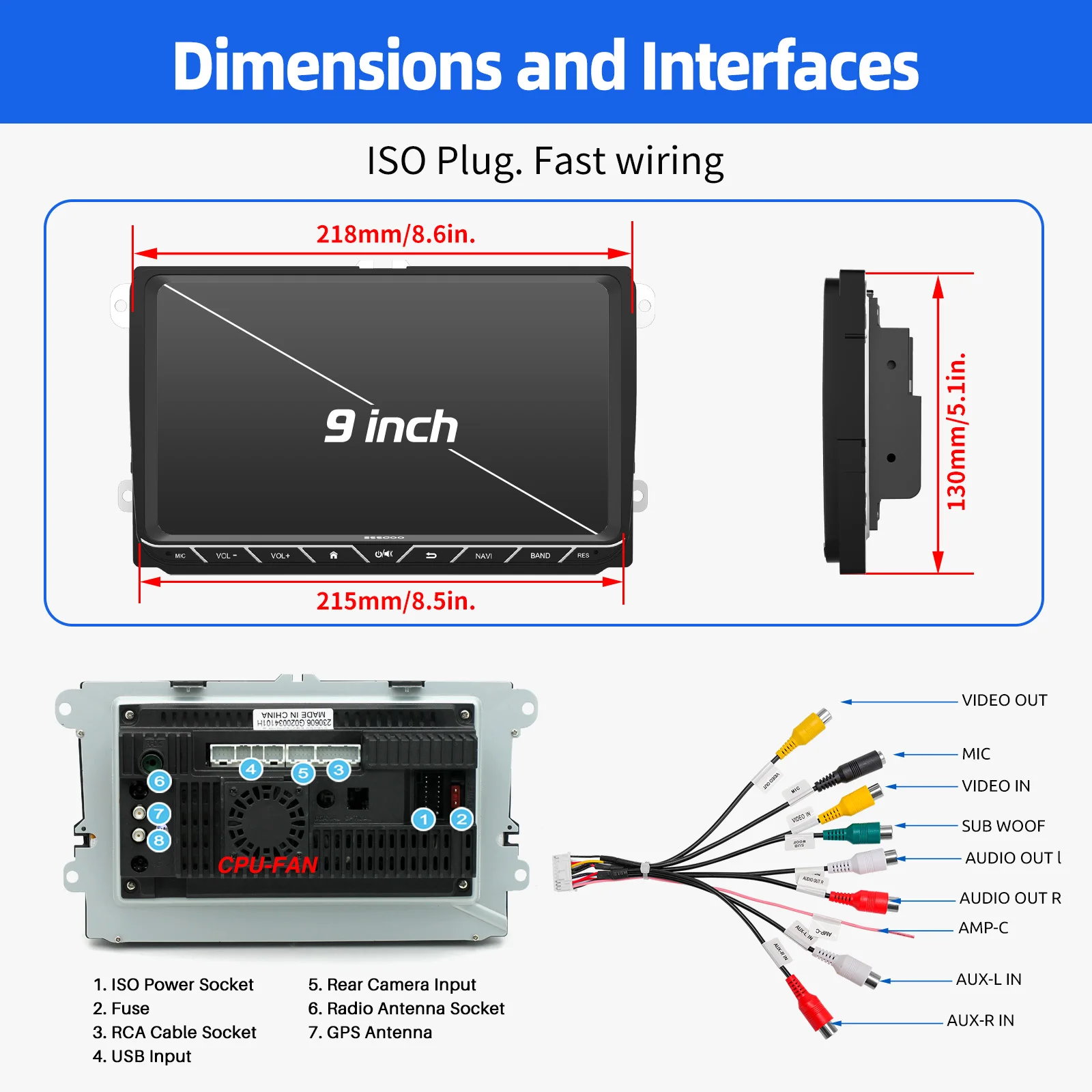 9" Android 14 Carplay Car Stereo Radio for VW Golf 5 6 Polo Passat Touran Tiguan Sharan Caddy GPS SAT NAV FM RDS BT USB AI Voice