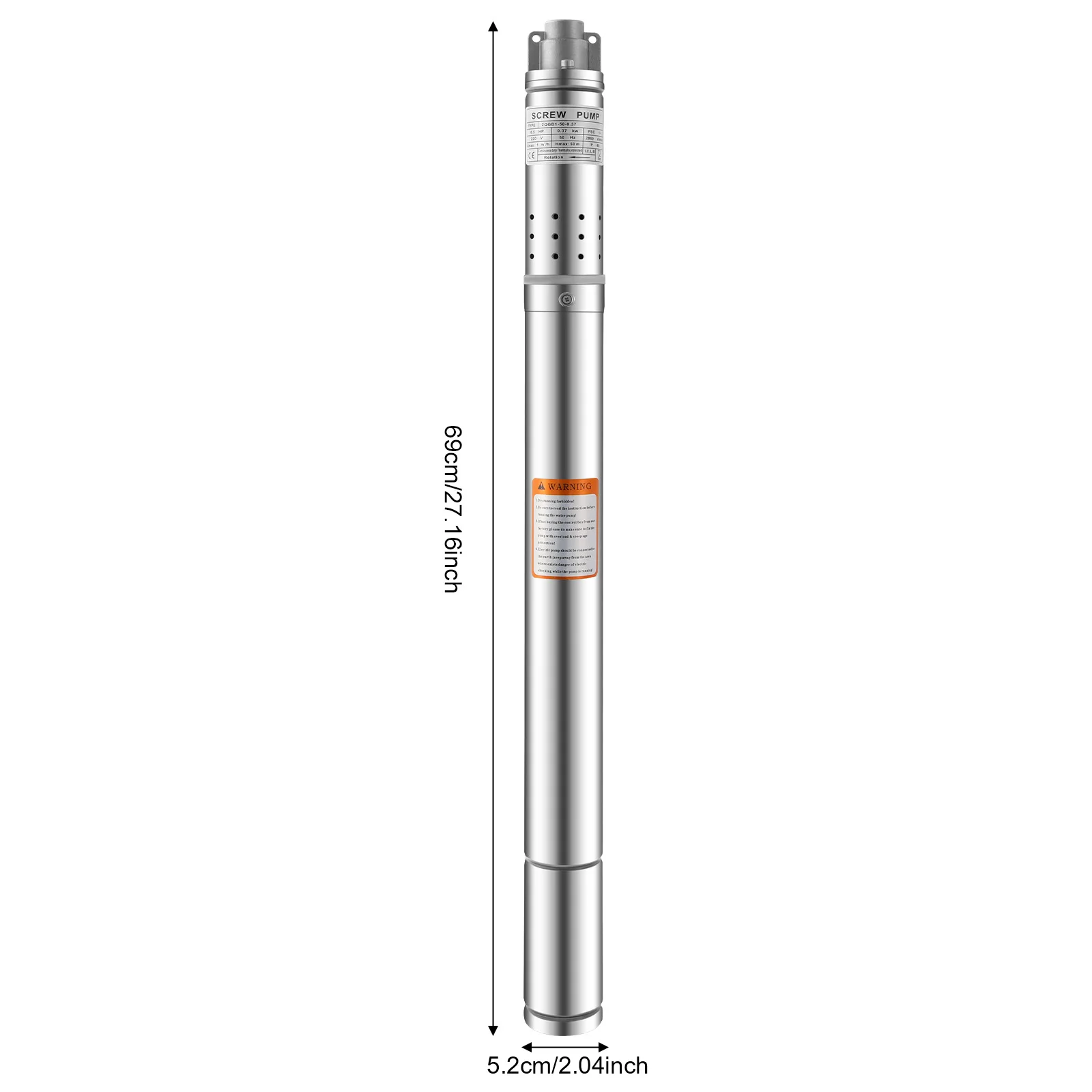 370W 220V Stainless Steel Deep Well Water Pump Tube Pump Submersible Pump 2 Inch Sand Compatible Garden Pump