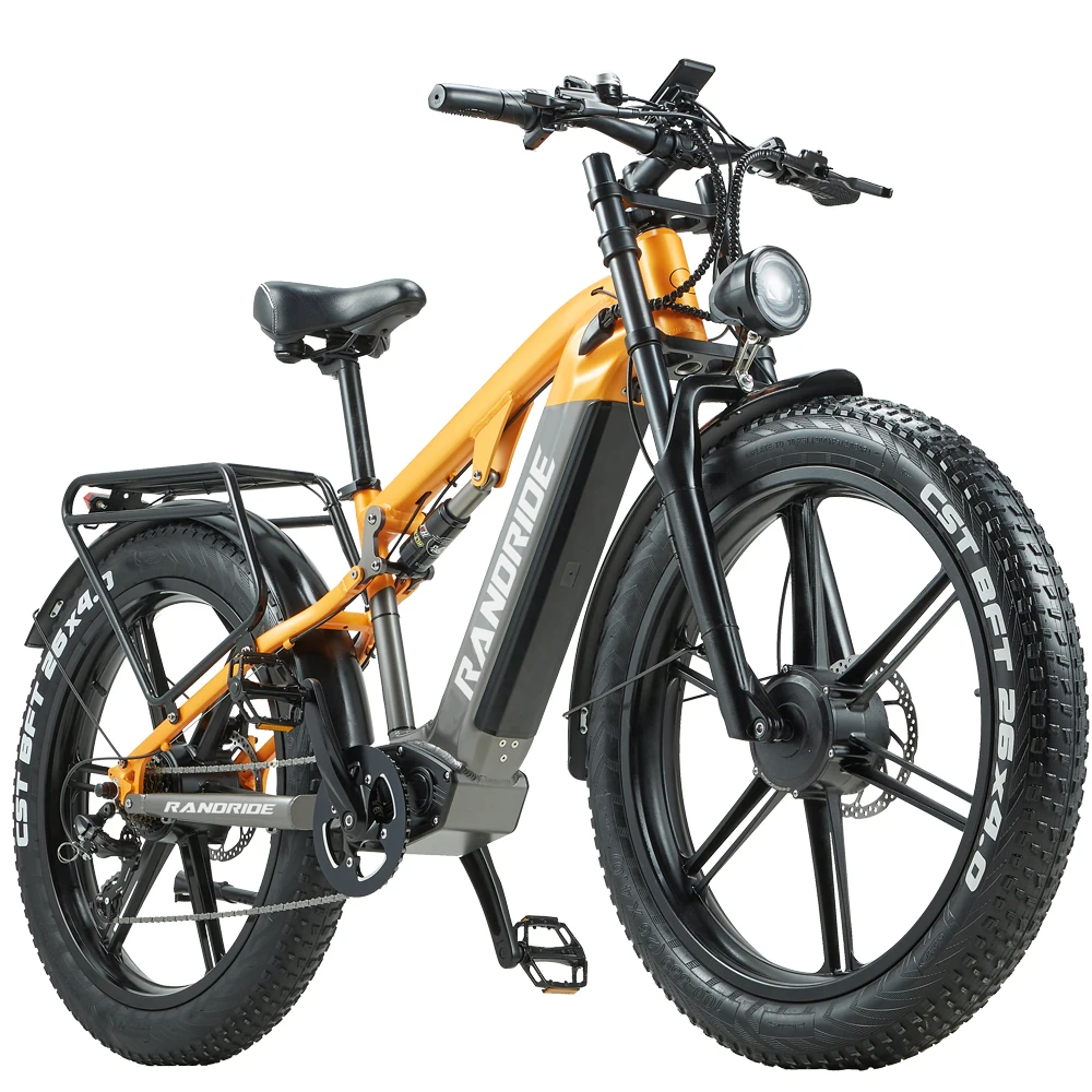 RANDRIDE YX80M 2000W Powerful Motor 48V20AH Battery Full Suspension System Electric Bicycle 26-Inch Fat Tires Electric Bike