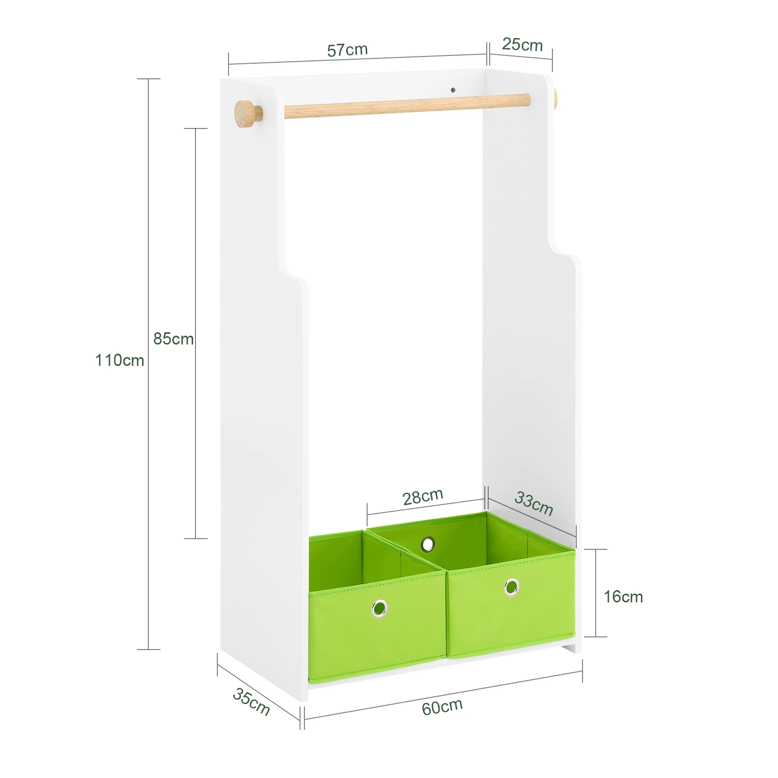 SoBuy KMB109-W kids wardrobe with 2 hooks & Boxing closet & shelf for CHILDREN'S room 60x110x35cm