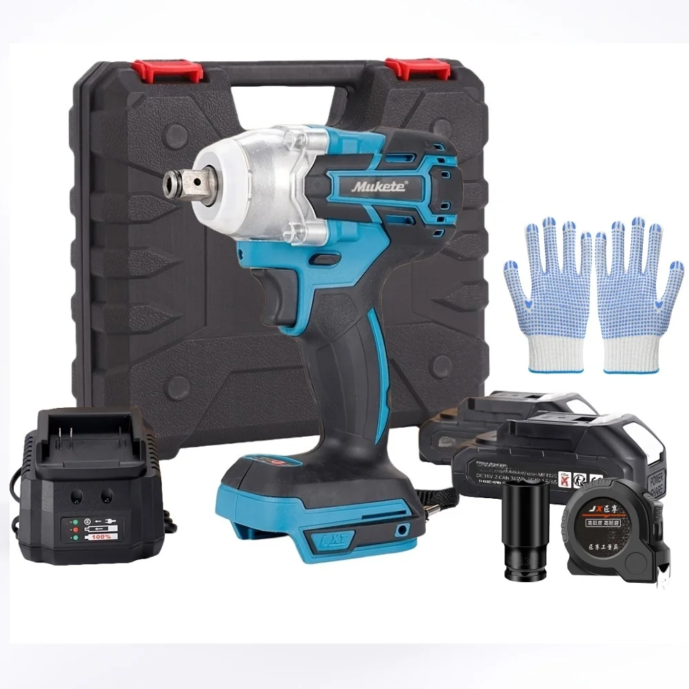 500N.m Brushless Motor Electric Impact Wrench 2×21V Li-ion Battery Strong Torque Cordless Wrench Impact Screwdriver Tool