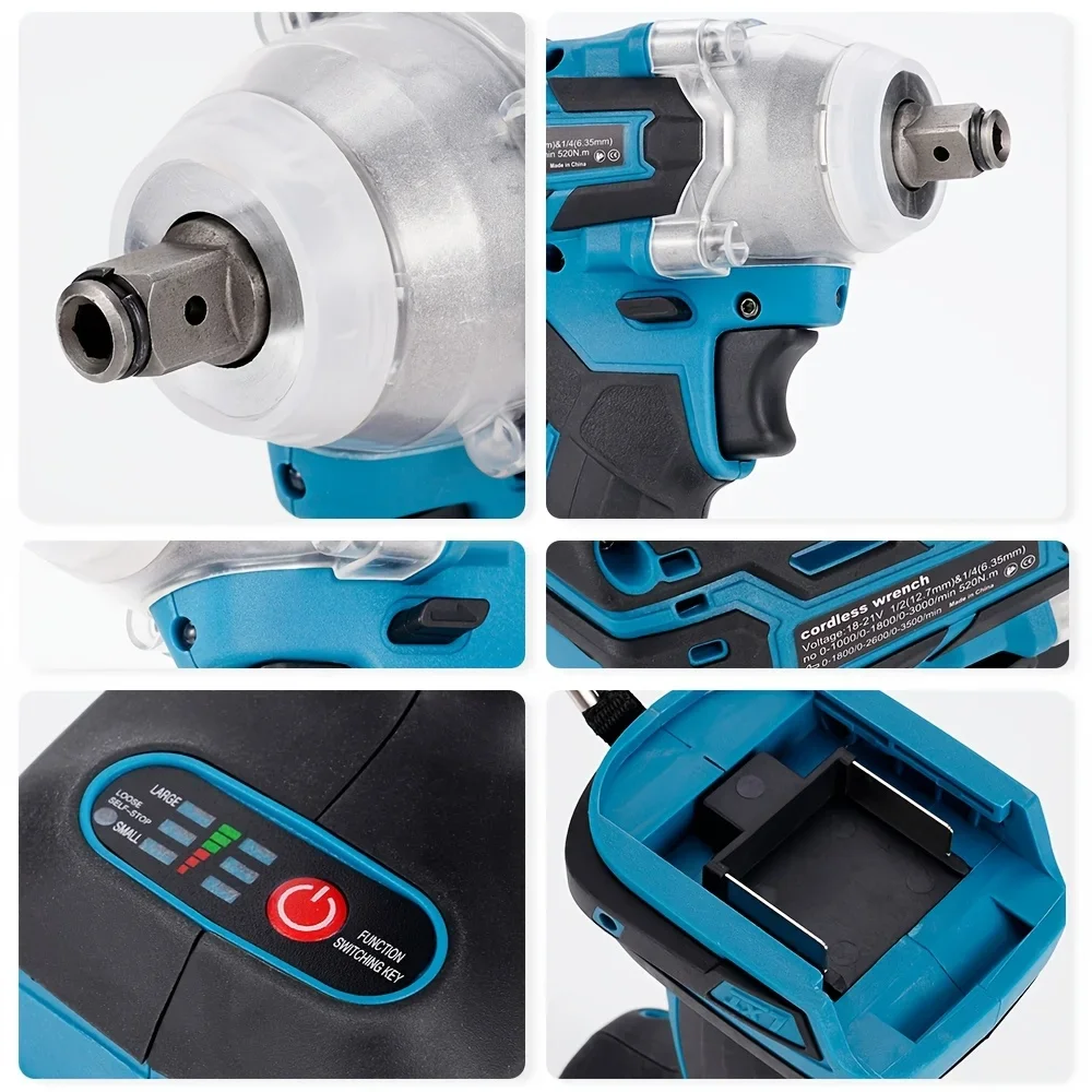 500N.m Brushless Motor Electric Impact Wrench 2×21V Li-ion Battery Strong Torque Cordless Wrench Impact Screwdriver Tool