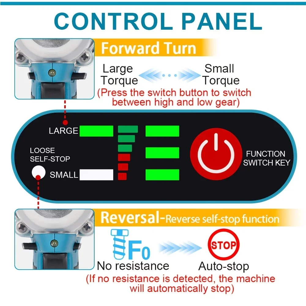 500N.m Brushless Motor Electric Impact Wrench 2×21V Li-ion Battery Strong Torque Cordless Wrench Impact Screwdriver Tool