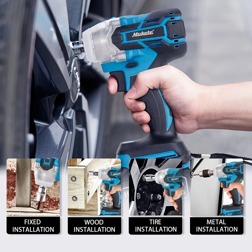 500N.m Brushless Motor Electric Impact Wrench 2×21V Li-ion Battery Strong Torque Cordless Wrench Impact Screwdriver Tool