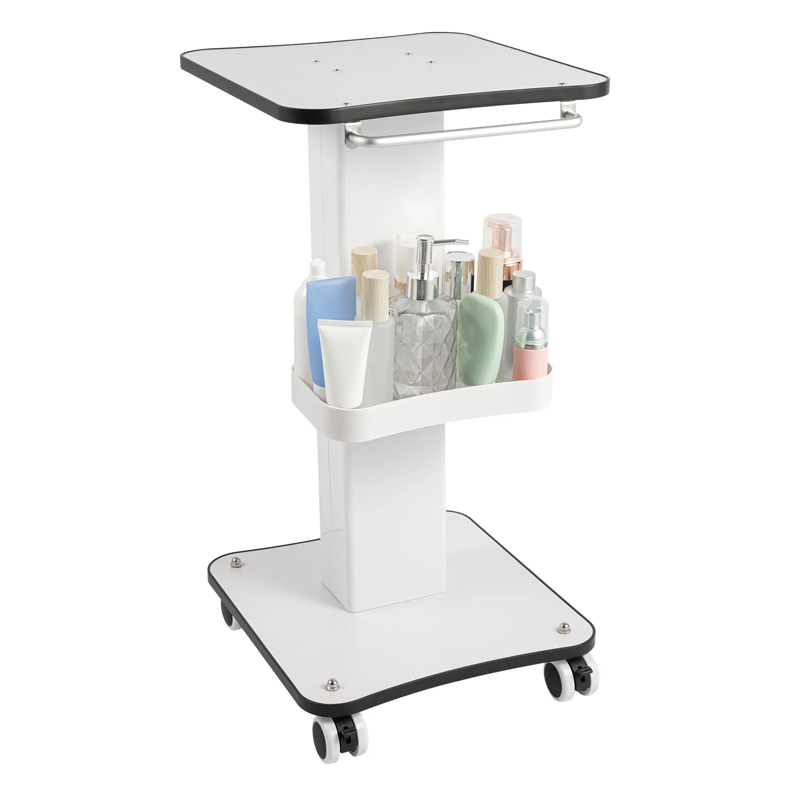 3-Tier Beauty Salon Trolley Stand Rolling Cart Trolley Holder Stand Mobile Cart Storage Tray with Storage Trays for Beauty