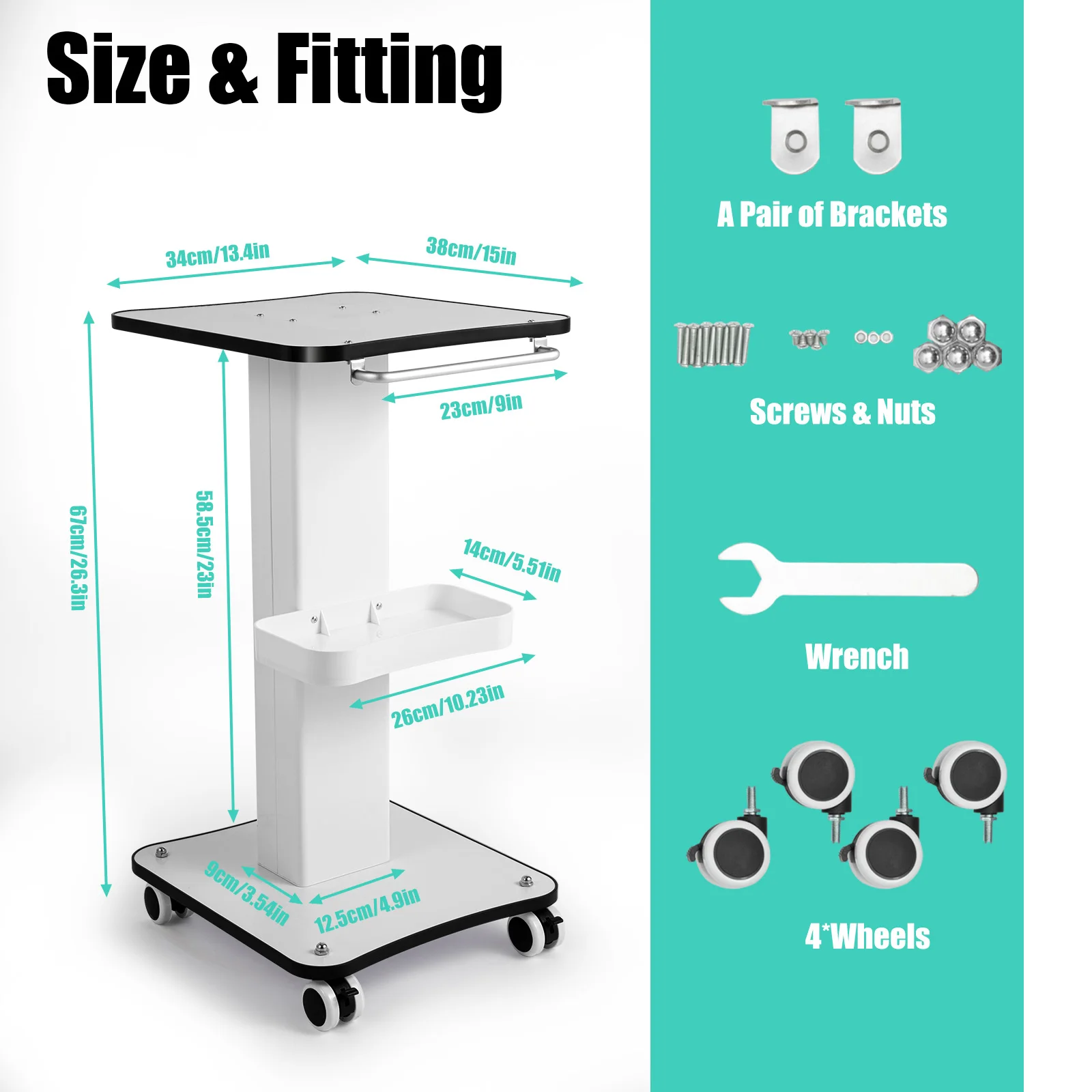 3-Tier Beauty Salon Trolley Stand Rolling Cart Trolley Holder Stand Mobile Cart Storage Tray with Storage Trays for Beauty