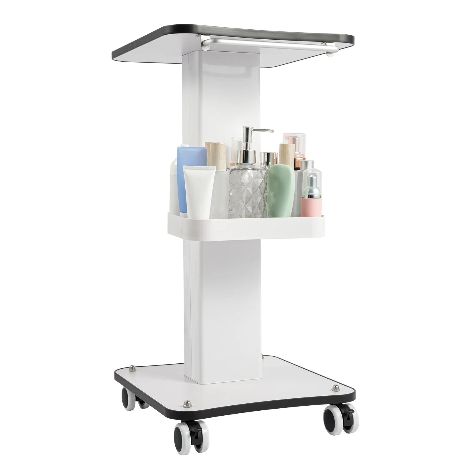 3-Tier Beauty Salon Trolley Stand Rolling Cart Trolley Holder Stand Mobile Cart Storage Tray with Storage Trays for Beauty