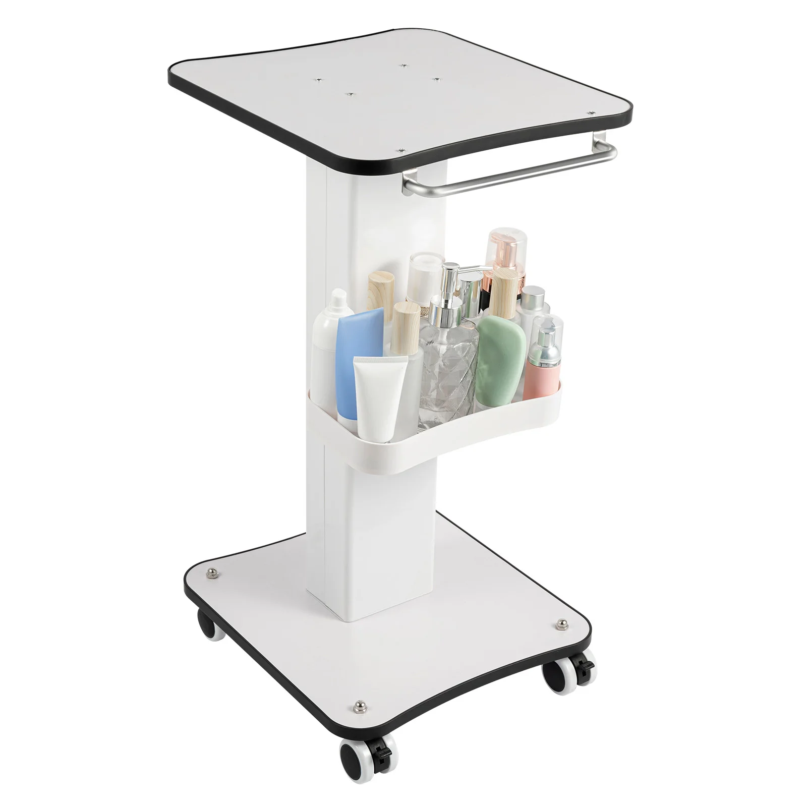 3-Tier Beauty Salon Trolley Stand Rolling Cart Trolley Holder Stand Mobile Cart Storage Tray with Storage Trays for Beauty
