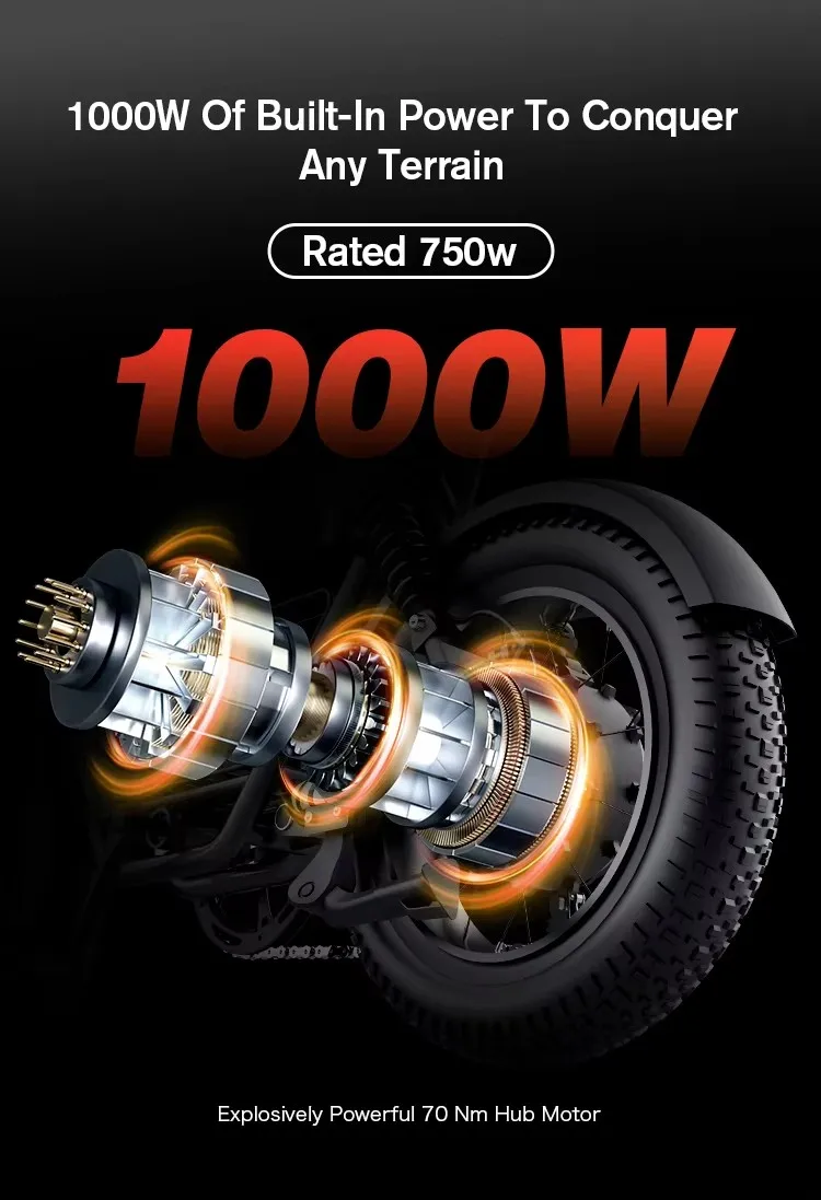 Coswheel Electric bike 1000W Electric Mountain Bikes Off Road Motorcycle 16Inch 48V 15AH Commuter Electric bicycle ebike