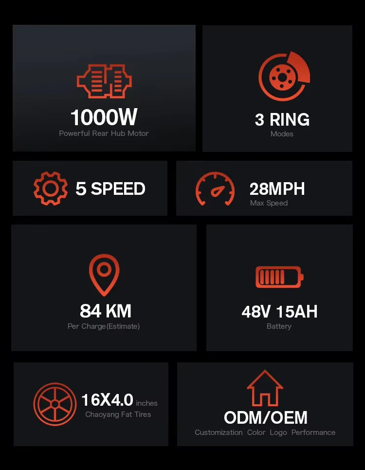 Coswheel Electric bike 1000W Electric Mountain Bikes Off Road Motorcycle 16Inch 48V 15AH Commuter Electric bicycle ebike