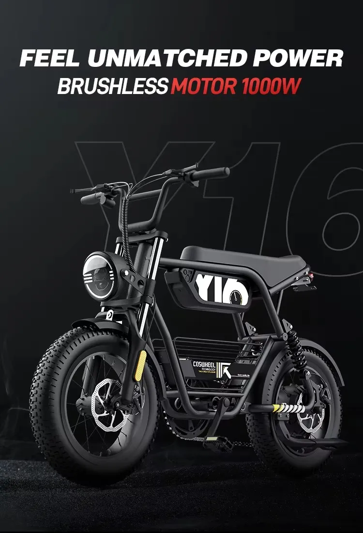 Coswheel Electric bike 1000W Electric Mountain Bikes Off Road Motorcycle 16Inch 48V 15AH Commuter Electric bicycle ebike