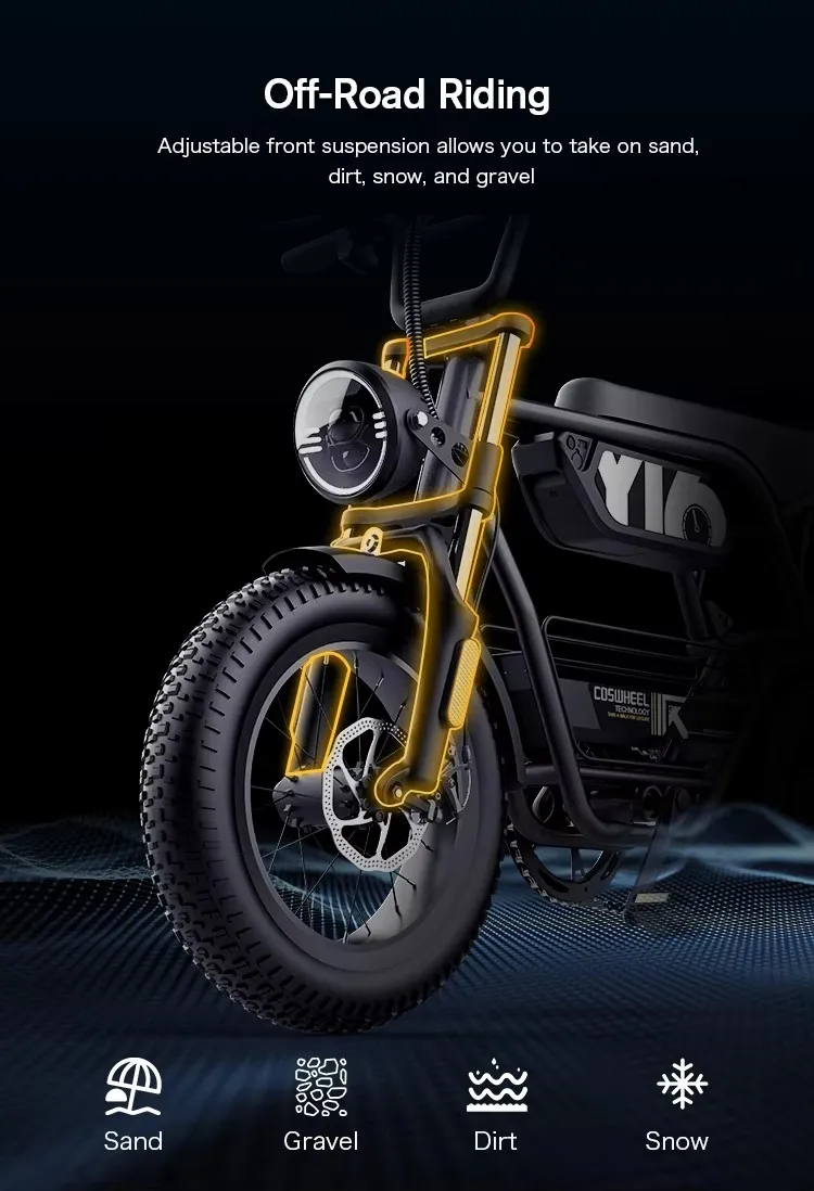 Coswheel Electric bike 1000W Electric Mountain Bikes Off Road Motorcycle 16Inch 48V 15AH Commuter Electric bicycle ebike