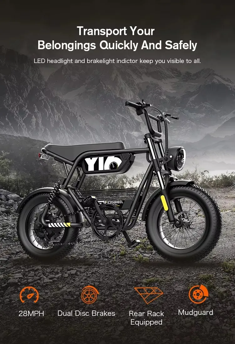Coswheel Electric bike 1000W Electric Mountain Bikes Off Road Motorcycle 16Inch 48V 15AH Commuter Electric bicycle ebike