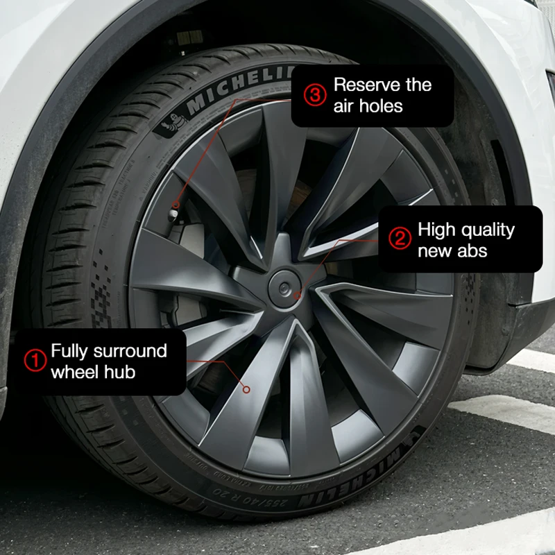 4PCS Hub Caps for Tesla Model Y Juniper 20-Inch 2025 Wheel Cover Performance Replacement Helix 2.0 Wheels Full Rim Accessories