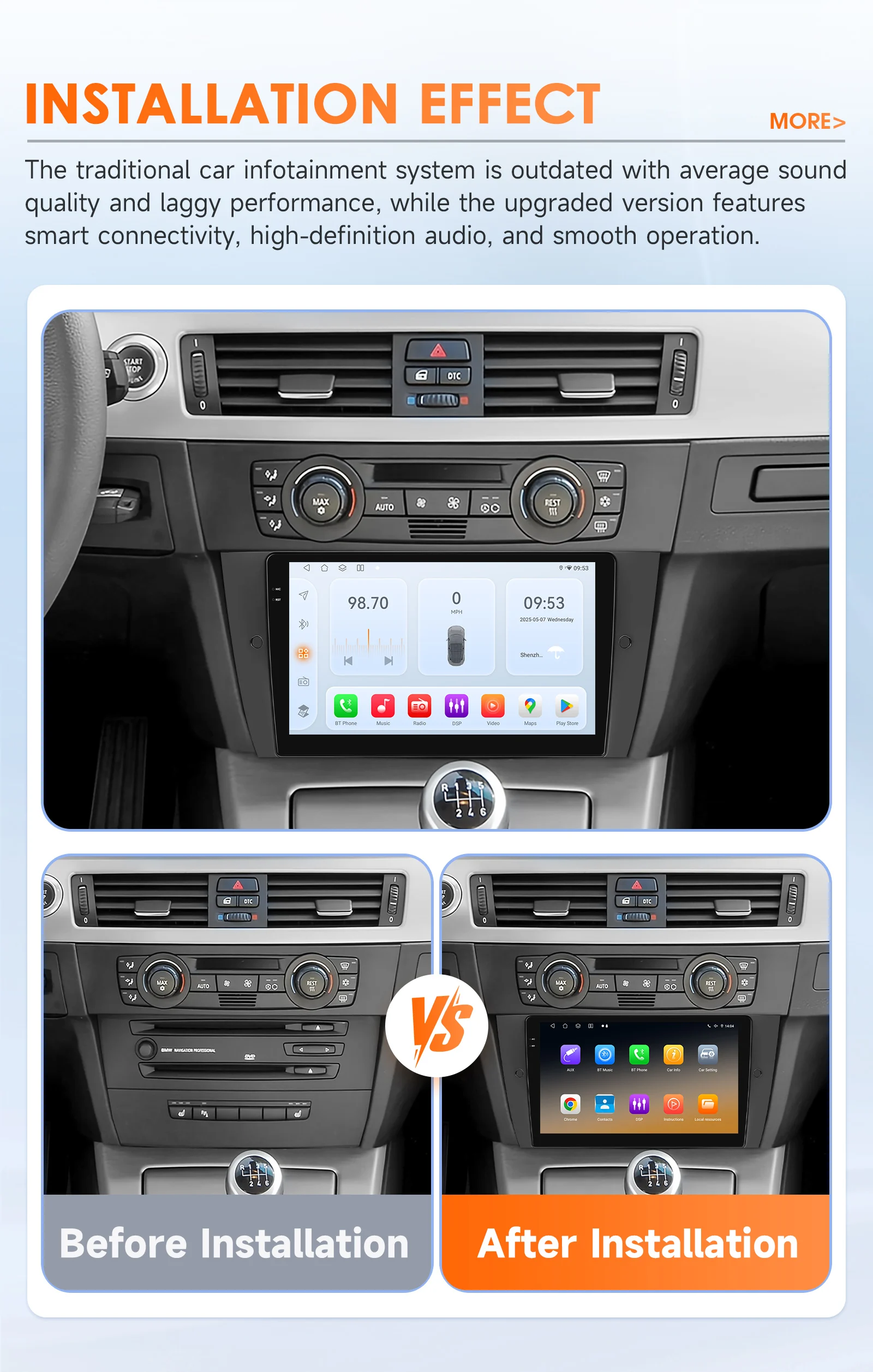 9" Hizpo 2Din Otca-Core Snapdragon 6115 Android14 Car Radio for BMW E90 E91 E92 E93 2006 - 2012 GPS DSP RDS 4G BT Auto CarPlay