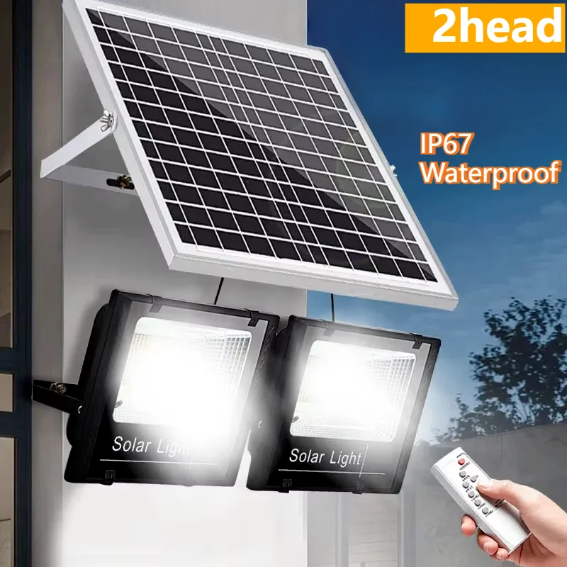 2head Led Solar Light High bright Flood Light Waterproof Outdoor Garden wall lamp with Aluminum solar panel For garden wall lamp