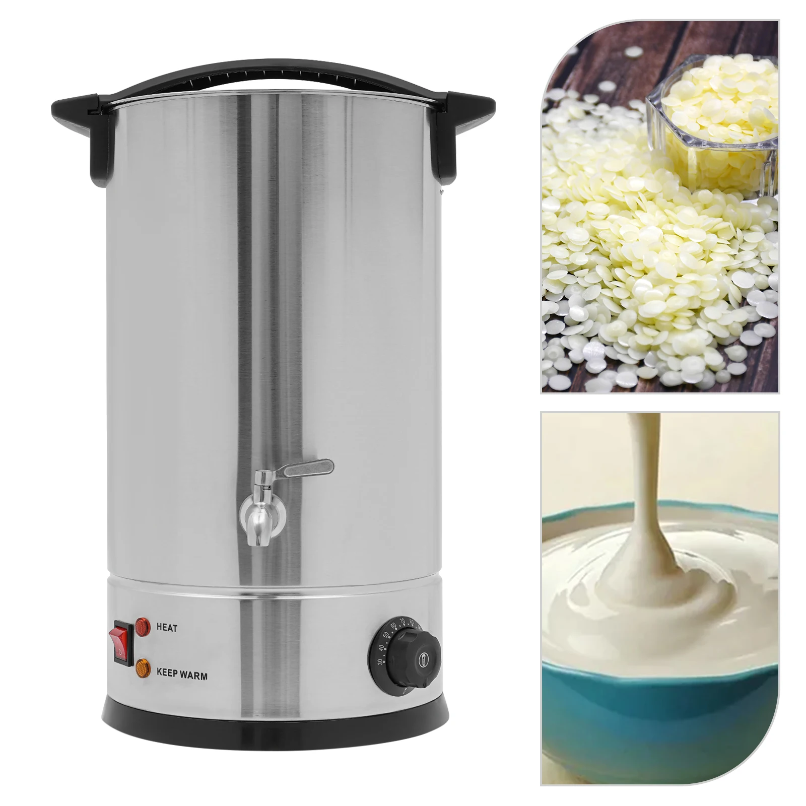 8/12/15L Wax Melter 1800W Stainless Steel Electric Wax Melting Furnace Wax Insulated Pot with Spout Temperature Control for Soy Candle Making Supplies