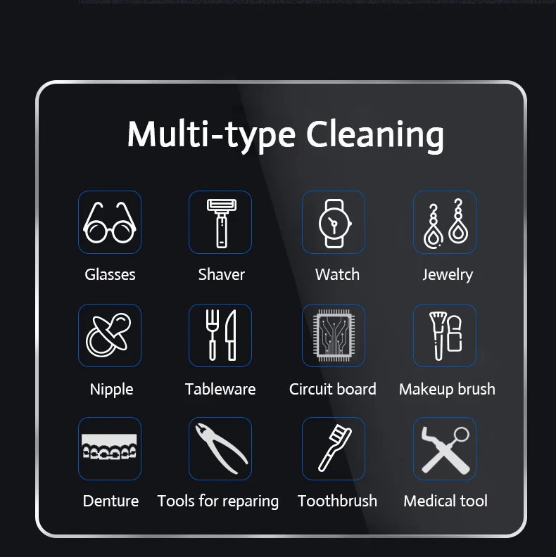 Digital Ultrasonic Cleaner 30/50W Sonicator Bath Vibration Ultrasonic Jewelry Parts Glasses Circuit Board Watch Cleaning Machine