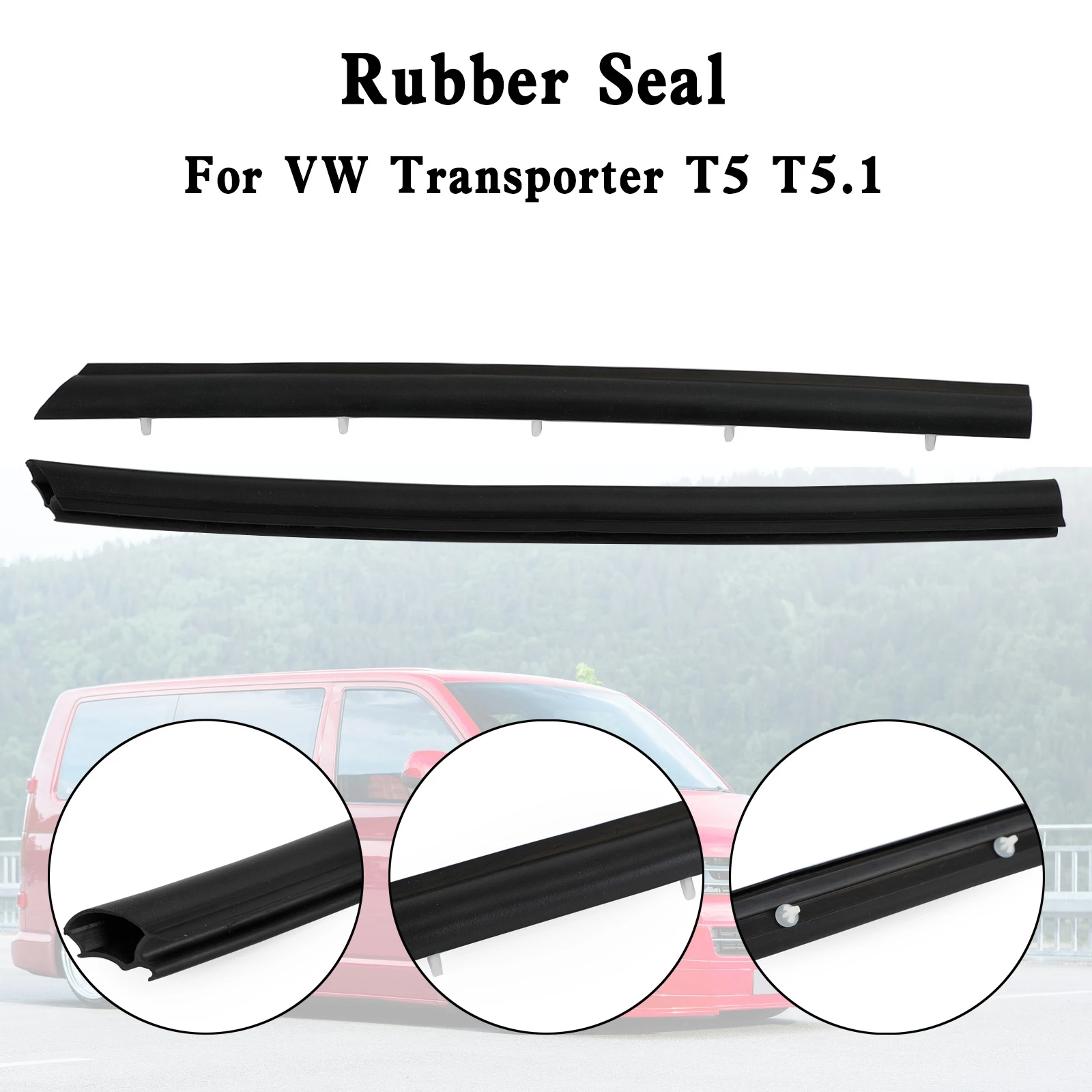 Artudatech 2x Front Door Gasket Seal Rubber Trim For VW Transporter T5 T5.1