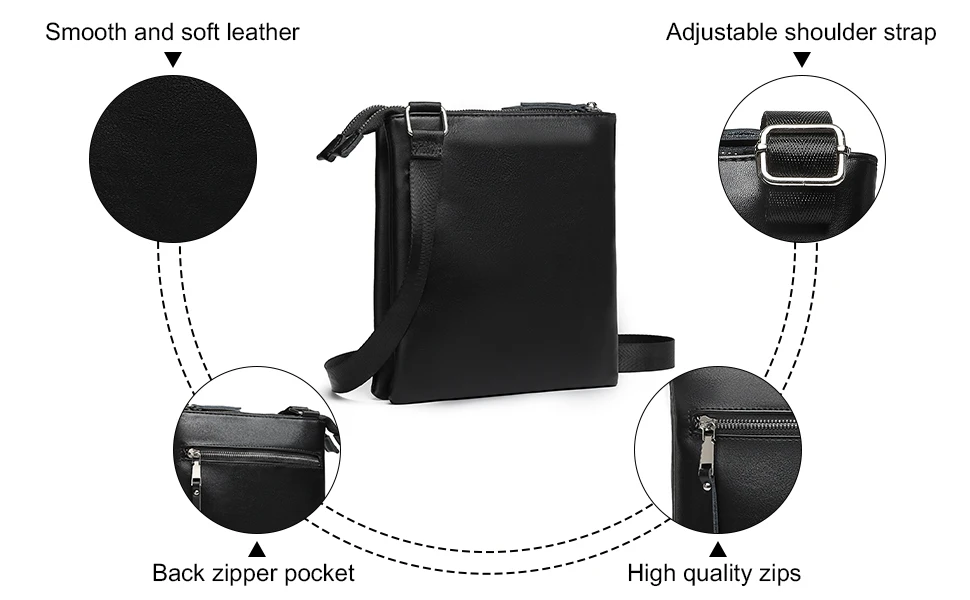 Miss Lulu WOMEN'S Shoulder Bag-Medium Mobile Phone bag with Adjustable Strap & Multiple Compartments, Black