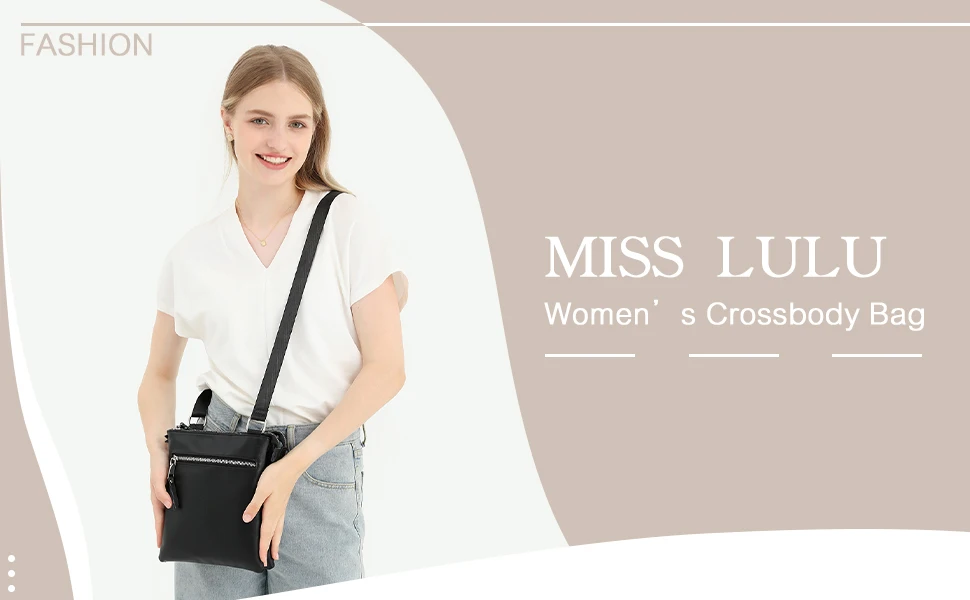 Miss Lulu WOMEN'S Shoulder Bag-Medium Mobile Phone bag with Adjustable Strap & Multiple Compartments, Black