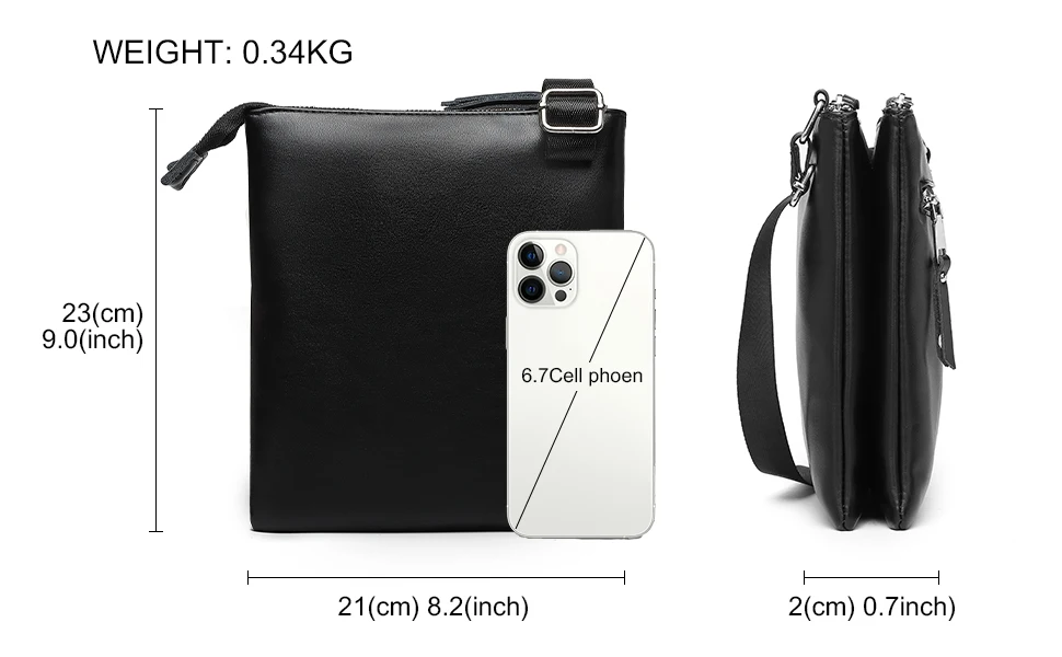Miss Lulu WOMEN'S Shoulder Bag-Medium Mobile Phone bag with Adjustable Strap & Multiple Compartments, Black