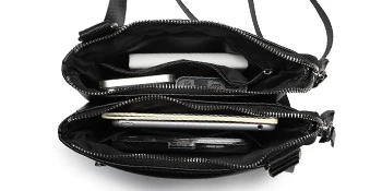 Miss Lulu WOMEN'S Shoulder Bag-Medium Mobile Phone bag with Adjustable Strap & Multiple Compartments, Black