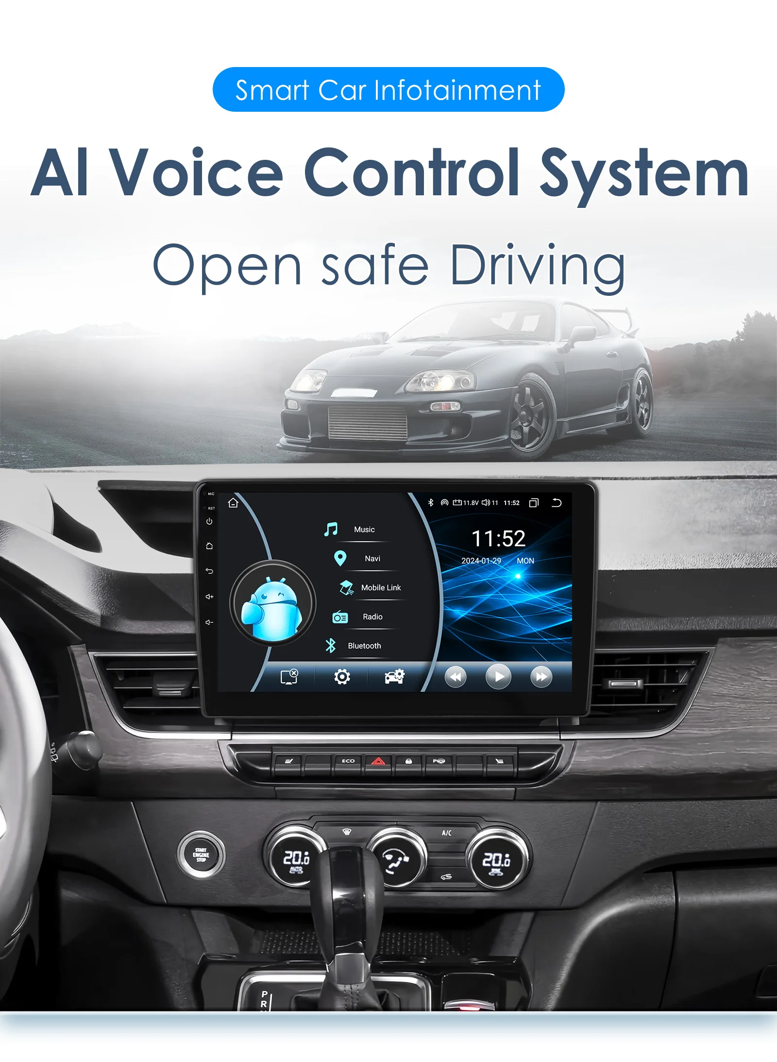4G Carplay Android 13 Auto Car radio for Renault kangoo 2019-2025 Mutimedia Video player GPS navi Stereo Audio 2din SWC Screen