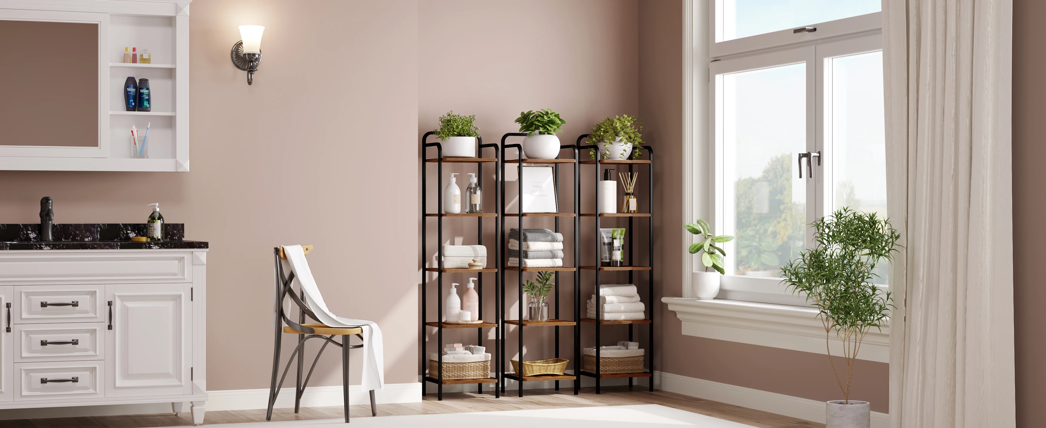 Hzuaneri Bookcase, Shelf, Standing Shelf, Narrow Bookcase, Industrial Corner Shelf, Slim Shelf for Home Office, Living Room