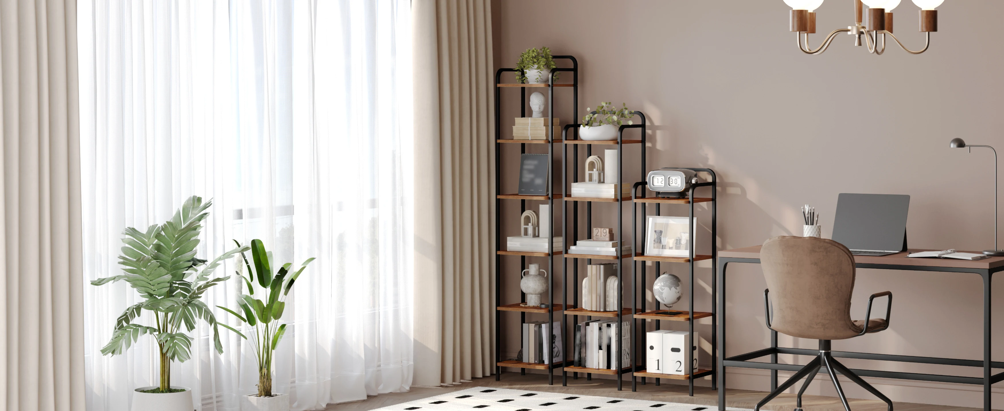 Hzuaneri Bookcase, Shelf, Standing Shelf, Narrow Bookcase, Industrial Corner Shelf, Slim Shelf for Home Office, Living Room