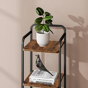 Hzuaneri Bookcase, Shelf, Standing Shelf, Narrow Bookcase, Industrial Corner Shelf, Slim Shelf for Home Office, Living Room