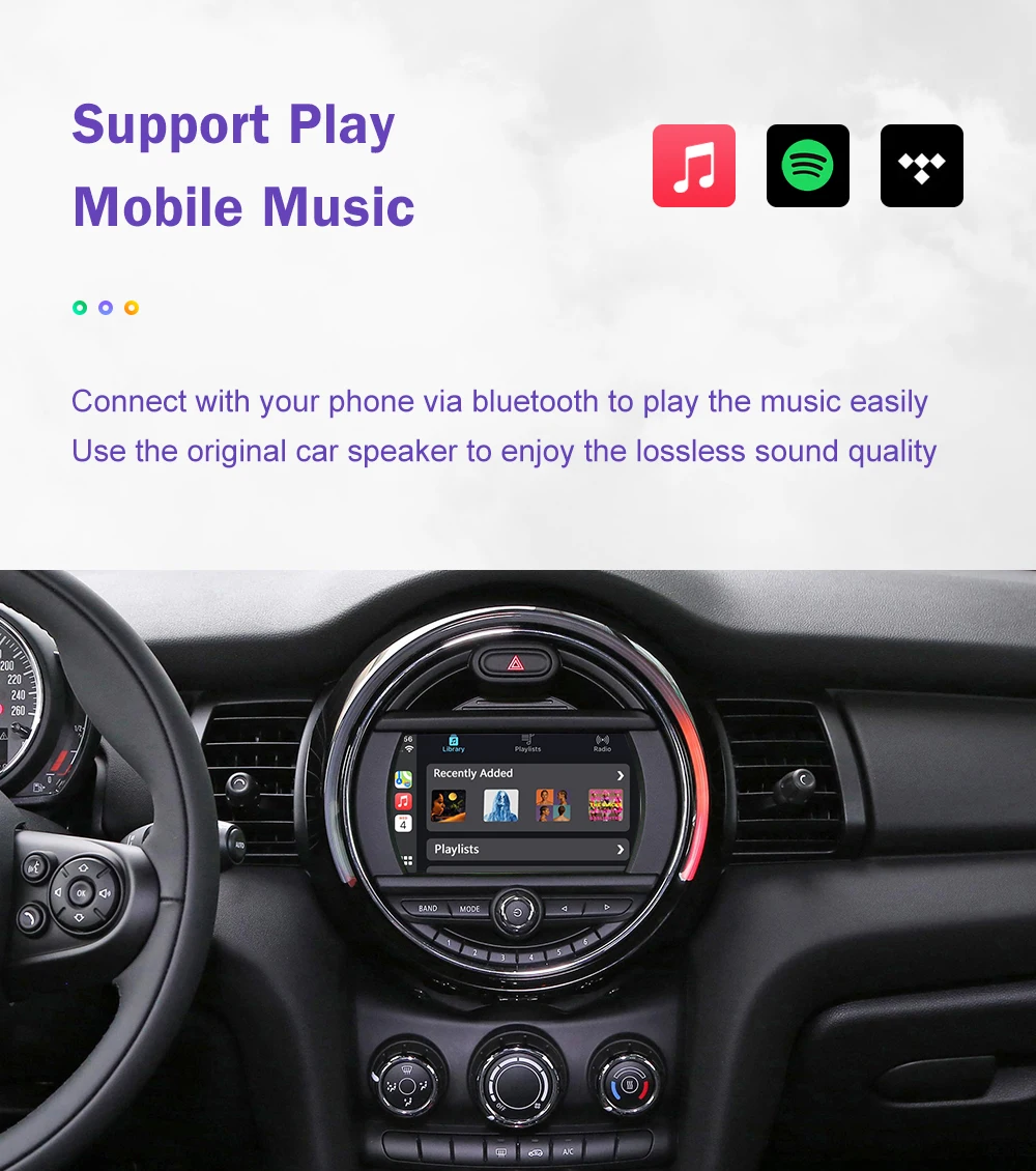 Wireless CarPlay for Mini R55 R56 R57 R58 R59 R60 R61 F54 F55 Clubman Countryman Hardtop John Cooper WorksAndroid Auto Car Play
