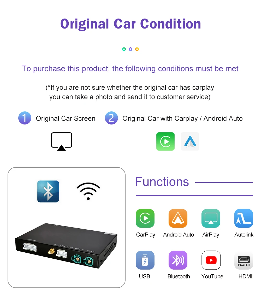 Wireless CarPlay for Mini R55 R56 R57 R58 R59 R60 R61 F54 F55 Clubman Countryman Hardtop John Cooper WorksAndroid Auto Car Play