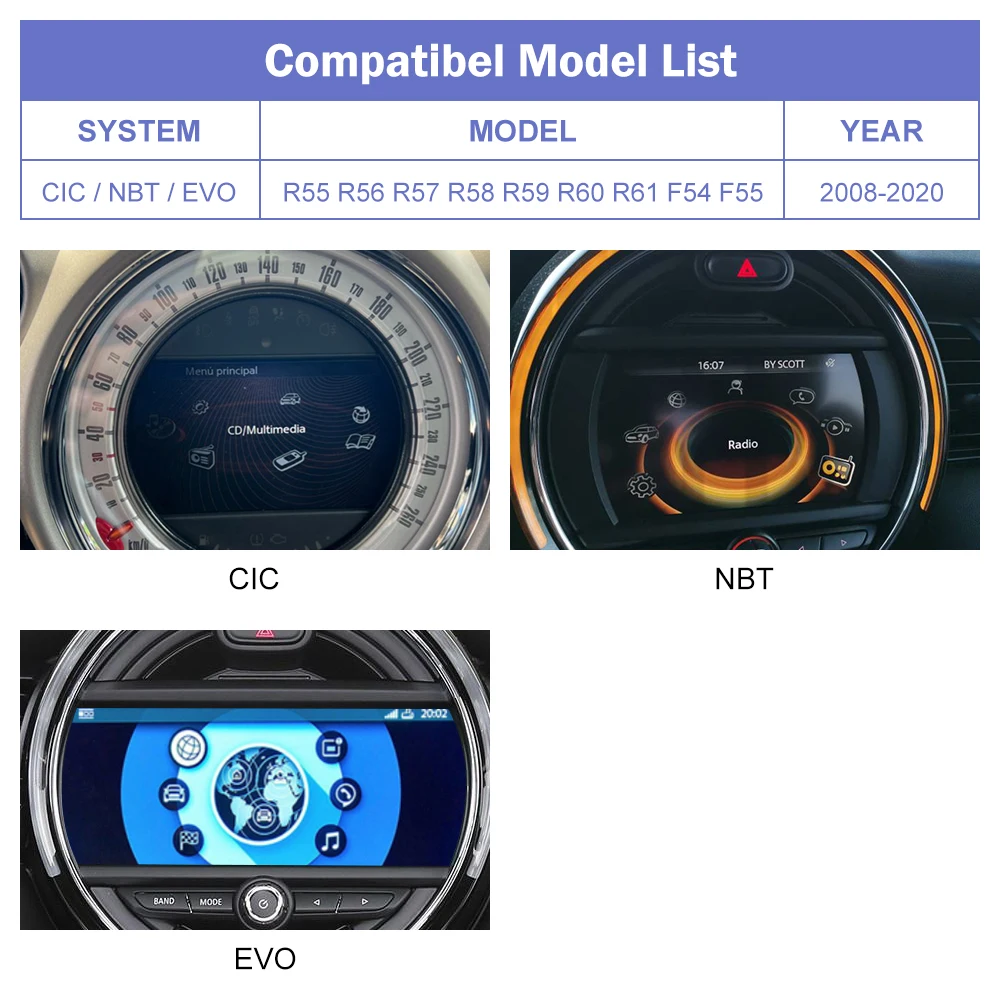 Wireless CarPlay for Mini R55 R56 R57 R58 R59 R60 R61 F54 F55 Clubman Countryman Hardtop John Cooper WorksAndroid Auto Car Play