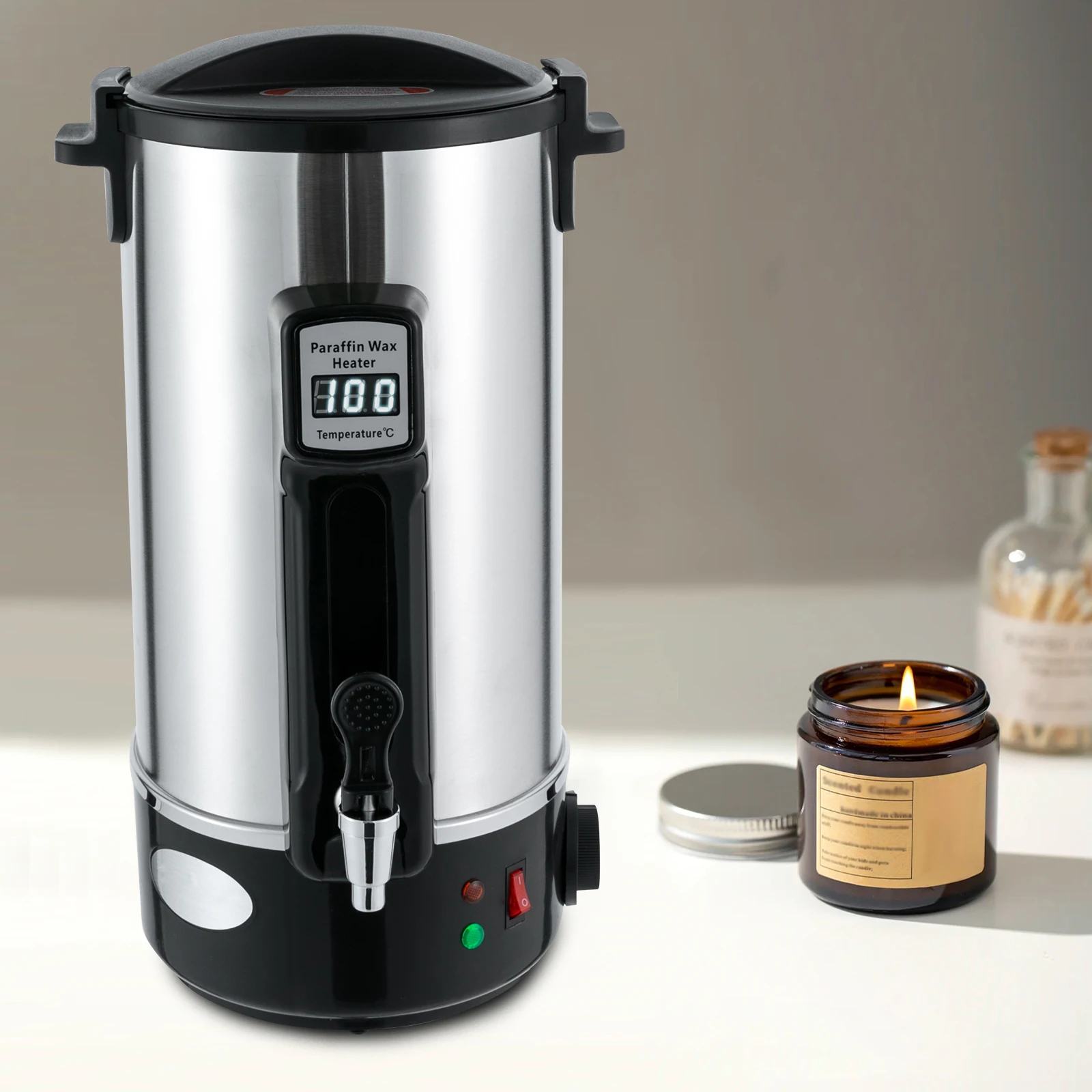 8L/10.8L/12L Wax Melter for Candle Making 1100W Electric LED Wax Melting Pot Wax Warmer Machine Candle DIY Wax Heater with Spout