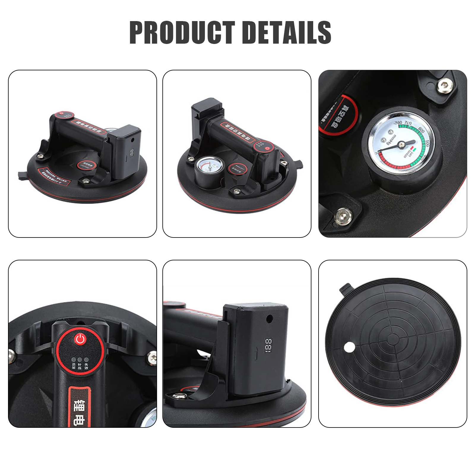 300KG Load Industrial Grade Electric Vacuum Suction Cup Heavy Duty Vacuum Lifter for Granite Tile Glass Wood Stone 3600mAh Batte