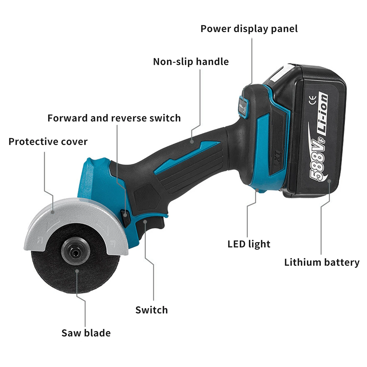 3 Inch Brushless Angle Grinder Polishing Cutting Machine Cordless Electric Angle Grinder Power Tool Cutter Sanders EU Plug