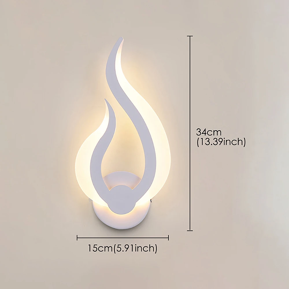 Modern LED Wall Light, Flame Shape Wall Lamp,3000K Warm White Indoor Lighting,Living Room Bedroom Bedside Sconce Wall Light