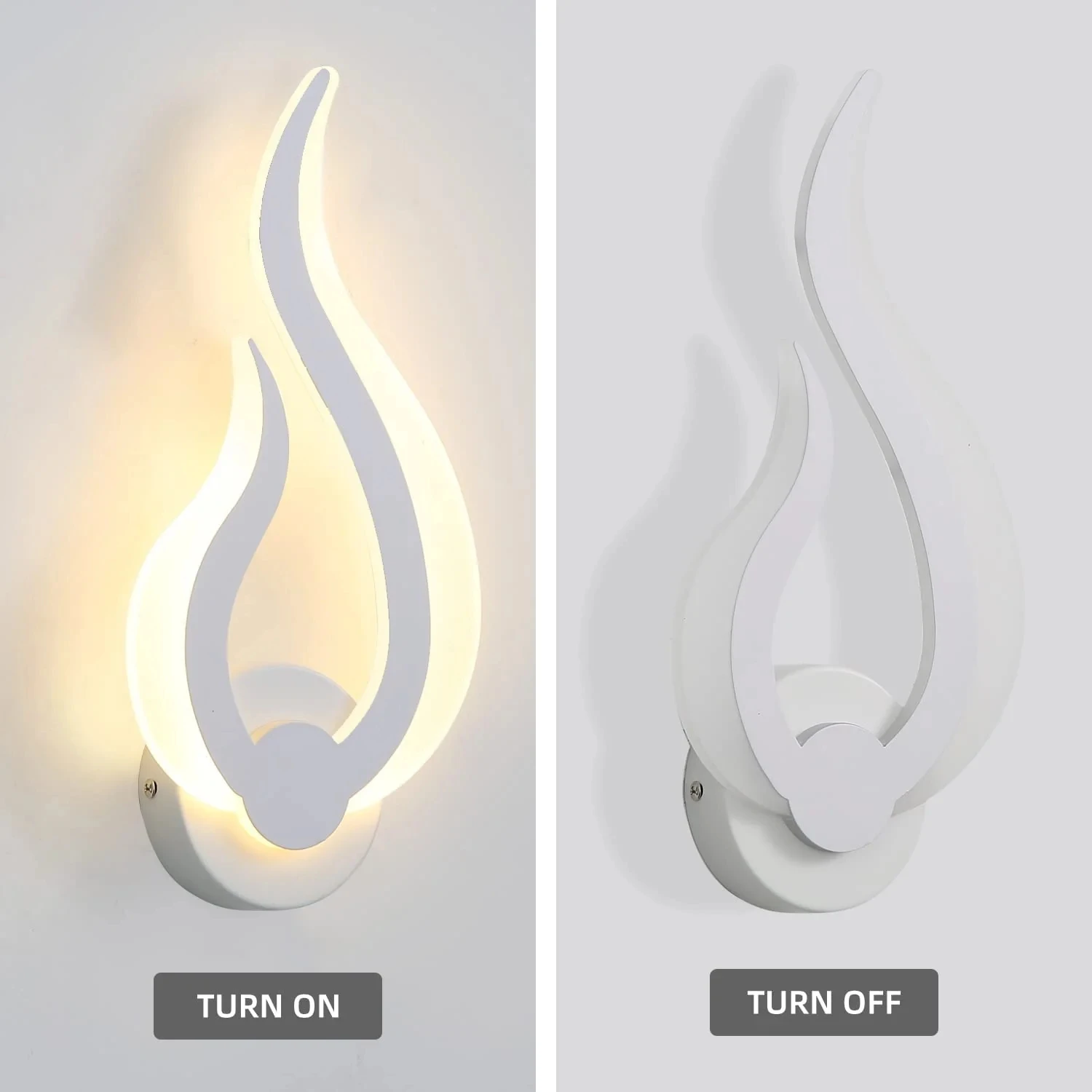 Modern LED Wall Light, Flame Shape Wall Lamp,3000K Warm White Indoor Lighting,Living Room Bedroom Bedside Sconce Wall Light